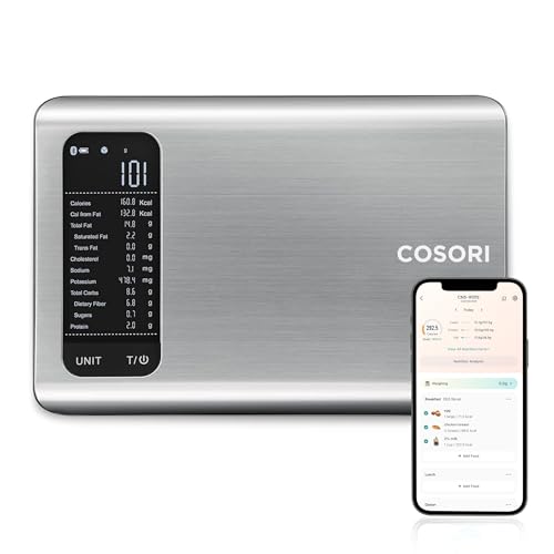 Cosori Smart Kitchen Food Scales with UK database, Calorie Counting, Silver