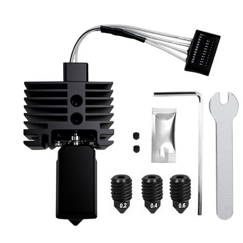 Upgraded 2.0 Hotend Assembly for Bambu Labs P1S/P1P 3D Printer,with Plated Copper Heater Block Titanium Heat Break,0.2/0.4/0.6mm Nozzles,Hotend Silicone Sock,Thermistor (Not for X1 Series) P1P/P1S(0.2/0.4/0.6mm)