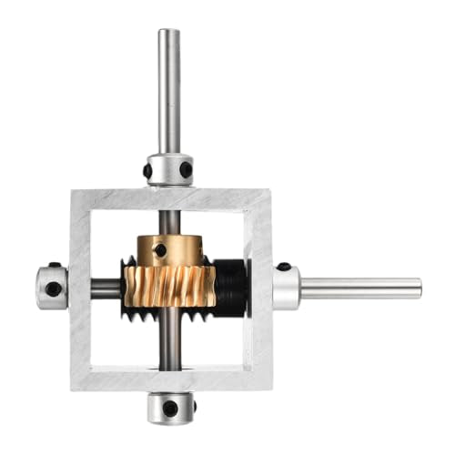 sourcing map Gear Box 90 Degree Right Angle Worm Gearbox 1:10 Reduction Gearbox 1 Module 10 Teeth Worm Gear Aluminum Frame Simple Mechanical DIY Module with 6mm Shaft, 100x100x50mm(LxWxH)