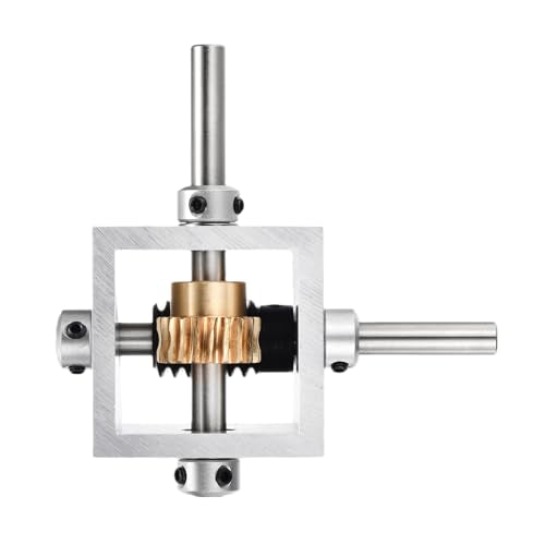 sourcing map Gear Box 90 Degree Right Angle Worm Gearbox 1:10 Reduction Gearbox 1 Module 10 Teeth Worm Gear Aluminum Frame Simple Mechanical DIY Module with 8mm Shaft, 100x100x50mm(LxWxH)