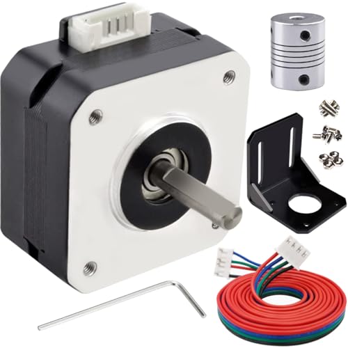 Nema 17 Stepper Motor 42 × 23mm DC 12V 3D Printer Stepper Motor 1.8° with Bracket, 1m 2-Phase 4-Pin Wire Cable, Coupling, for Creality CR-10 10S Ender 3 3D Printer/CNC Extruder/Y-axis