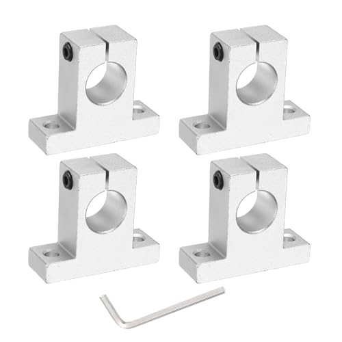 sourcing map 4pcs SK20 Aluminum Linear Rod Rail Shaft Support for 20mm Diameter Shaft, Linear Motion Rail Guides Mounting Bracket with Wrench for CNC Machine, 3D Printer, Automation Equipment