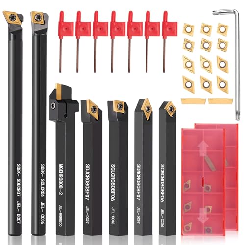 Lathe Turning Tool Set, 8mm Shank Metal Lathe Holder 7PCS