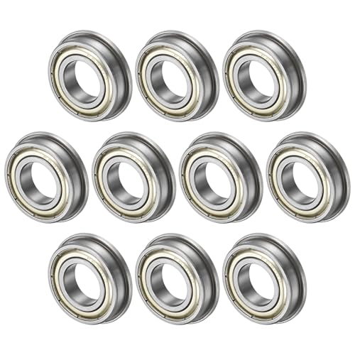 M METERXITY 10-Pack F6901ZZ Flanged Ball Bearing, 12mm x 24mm x 6mm Double Metal Shielded Z1 Chrome (GCr15) Steel Flange Rip Bearings for Wheelbarrow/Printer/Fax Machines/Power Tools