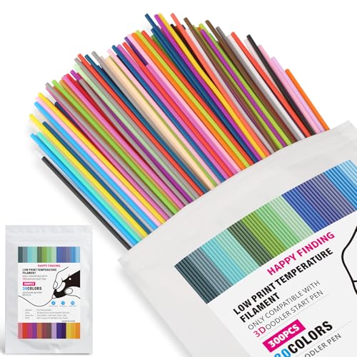 Pack of 300 3D Pen Filament for 3Doodlers Start Pen, 3D Printing Pens Refills 2.5 mm 30 Colours