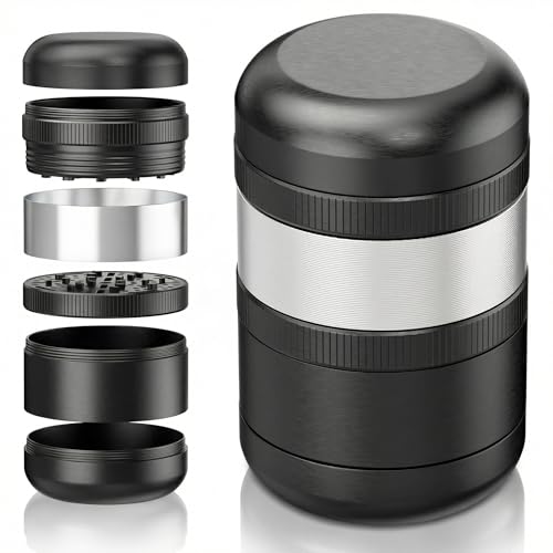 Viberium Metal Grinder 2.3 Inch - Herb Grinder, 4 Piece Grinders, Crusher Black Silver