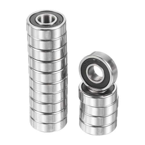 sourcing map 25pcs R4-2RS Deep Groove Ball Bearings 1/4" ID x 5/8" OD x 10/51" Height Miniature Bearings Double Rubber Shielded Chrome Steel Z2 Bearing for Engineering Machinery, ABEC3 25