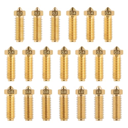 LALAGO 20-Piece Barss Nozzle Set for Cobra 3/Cobra S1, 3D Printer Nozzle Set for Anycubic Kobra 3, Kobra 3 Combo, Kobra S1, Kobra S1 Combo (8 x 0.4 mm + 3 x 0.2 mm + 3 x 0.6 mm + 3 x 0.8 mm + 3 x 1.0 Style: cobra 3 brass