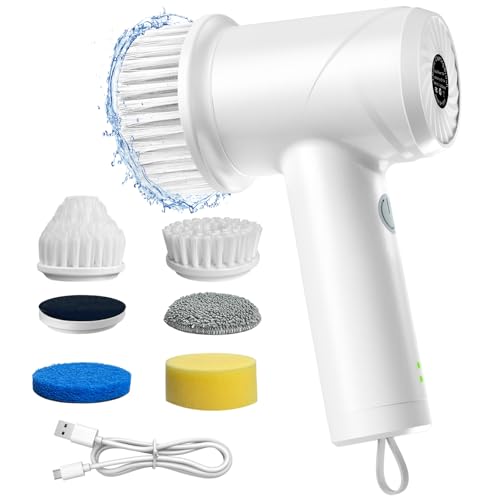 IKERY Handheld Electric Cleaning Brush with 5 Heads