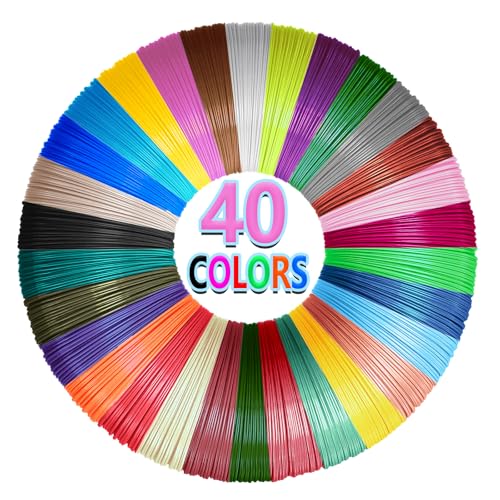 Yungden 3D Pen Filament Refills, 40 Colours, 1.75mm PLA 3D Printing Threads