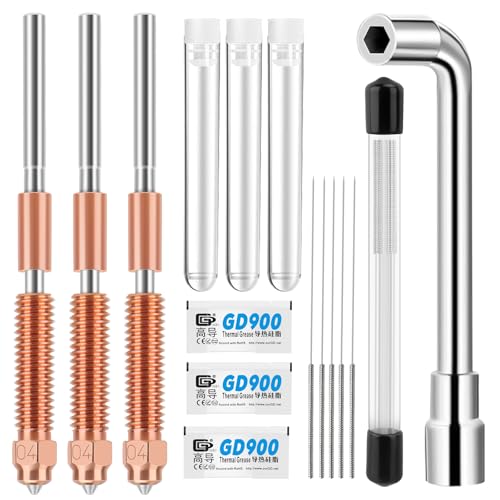 4pcs Quick-Swap 3D K1C Nozzle Kit for Creality, High Flow Pressure Nozzle, Key Nozzle Cleaner and Thermal Paste Compatible with K1C/Ender 3 V3/Ender 3 V3 Plus/K1 MAX 3D Printer