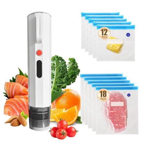 Mini Handheld Vacuum Sealer with 30 Reusable Seal Bags, Type‑C Charging 30 PCS+Vacuum Pump