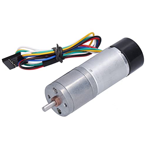 DC12V 170RPM Geared Motor with Hall Encoder High Torque, Wear Resistant Metal Gear Motor with Speed Measuring Signal Feedback for Smart Cars, Robots and Home Appliances, 25mm Diameter Gearbox DC12V 170RPM