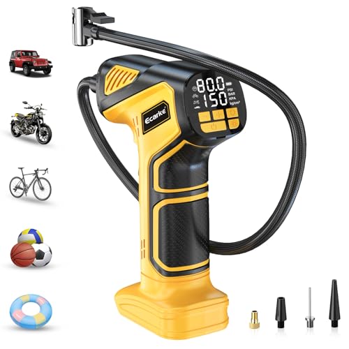 Ecarke 150 PSI Cordless Tyre Inflator Compatible with Dewalt 20V Battery Yellow