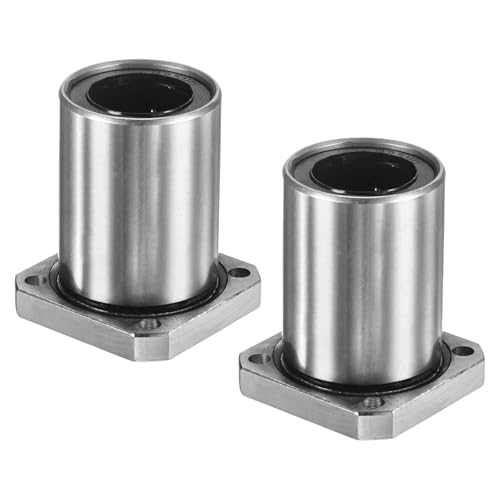 PATIKIL LMK25UU Linear Ball Bearing 25mm Bore Dia 40mm OD 59mm Long 5.5mm Hole, 2Pcs Round Flange Linear Motion Bushing Double Side Rubber Sealed Rod Liner Shaft for Machine 3D Printer 2
