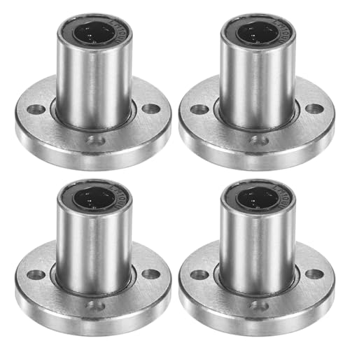 PATIKIL LMK10UU Linear Ball Bearings 10mm Bore Dia 19mm OD 29mm Long 4.5mm Hole, 4Pcs Round Flange Linear Motion Bushing Double Side Rubber Sealed Rod Liner Shaft for Machine 3D Printer