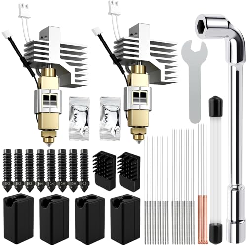 42 Pcs Ceramic Hotend Print Head Extruder Kit, High End Ceramic Hotend, with 0.2/0.4/0.6mm Hardened Steel Nozzle, Nozzle Cleaning Tool for Elegoo Centauri Carbon/Centauri 3D printers 42 Pcs Ceramic Hotend Print Head Extruder Kit