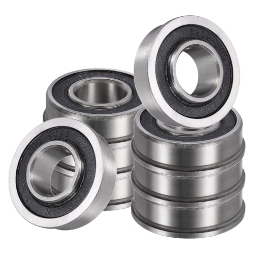 sourcing map 8Pcs Flanged Ball Bearing, ID 5/8" x OD 1-3/8" x T 1/2" (16mm ID x 35mm OD x 13mm T) Precision Ball Bearing Replacements for Lawn Mower, Wheelbarrow, Cart, Hand Trolley 16mm ID x 35mm OD x 13mm T 8