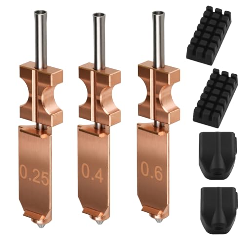 Upgraded AD5X Nozzles Kit 0.25 0.4 0.6, 2X Silicone Sock +2X Nozzle Brush Plated Copper Titanium Integrated Heatbreak Compatible with Flashforge AD5X Multi Color 3D Printer Parts (0.25+0.4+0.6mm) 0.25+0.4+0.6mm