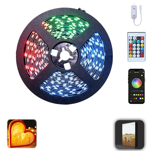 WS2812B RGB LED Strip Light-KA001 5M/16.4FT APP Remote Control for Bambu Lab X1/P1P/P2S/H2D 3D Printer Accessories MakerWorld Models Lamp 300 LEDs Ideal DIY 3D Print Valentine's Day Gift