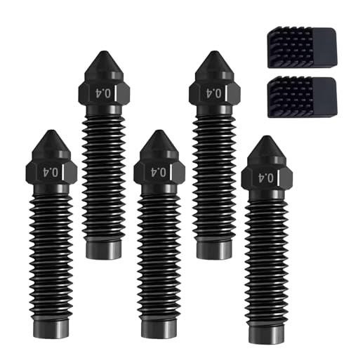 IdeaFormer Centauri Carbon Hardened Steel Nozzles, 0.4 mm, Hardened Steel Nozzle with 2 Silicone Nozzle Brush, Extruder Hotend Nozzles for Elegoo Centauri Carbon, Pack of 5