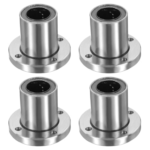 sourcing map 4 Pack LMF20UU Linear Ball Bearings, 20mm Bore Round Flange Linear Ball Bearings Flange Motion Bushing with Double Side Rubber Seal ABEC3 for CNC, 3D Printer