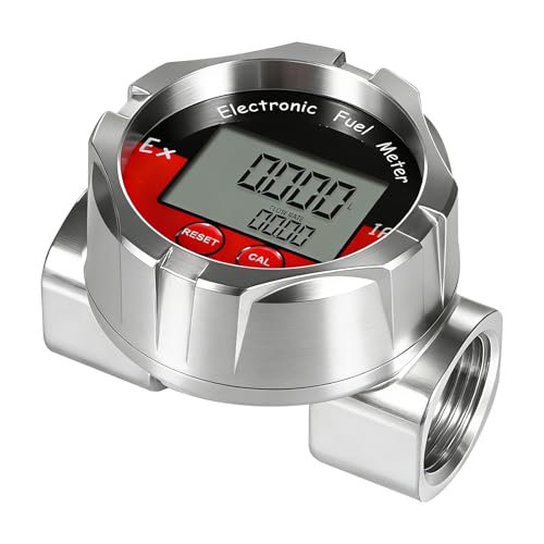 1 Inch Stainless Steel Flow Meter, Electronic Turbine Flow Meter with LCD Display Turbine Meter for Liquid Water, Petrol, Kerosene, Oil