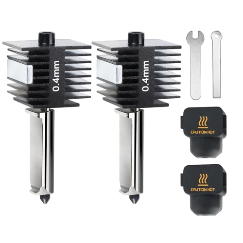 IdeaFormer 2pcs 0.4 mm A1/A1 Mini Hotend for Bambulab, 0.4 mm Hardened Steel Nozzle Hot End Kit A1 Extruder Hotend Set for Bambu Lab A1/A1 Mini