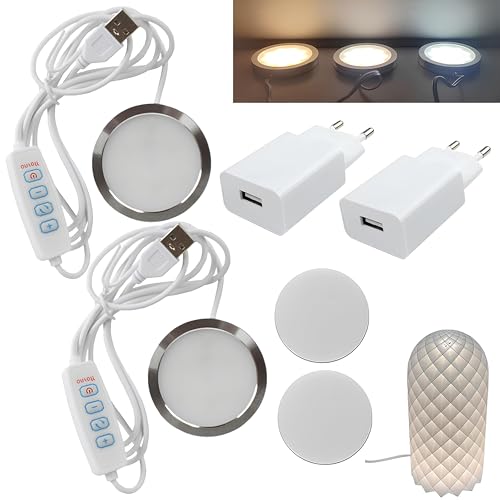 2 Pieces 3D Printer LED Lamp Kit, LED Lamp Lighting Kit for 3D Printer Models, Night Light Models Replacement for 3D Printing Accessories, USB Powered Free Control LED Lamp Set for Bambu Lab A1/A1