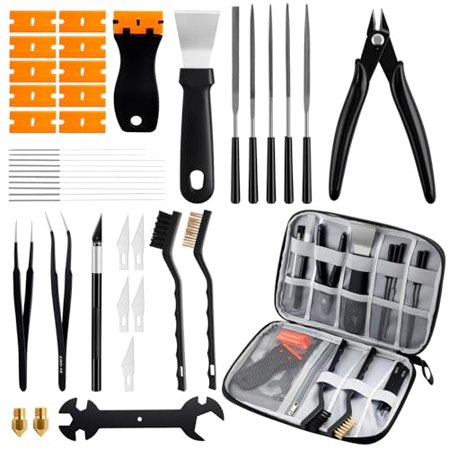 JiGiU 41PCS All-in-One 3D Printer Finishing Tool Kits with Deburring Tool