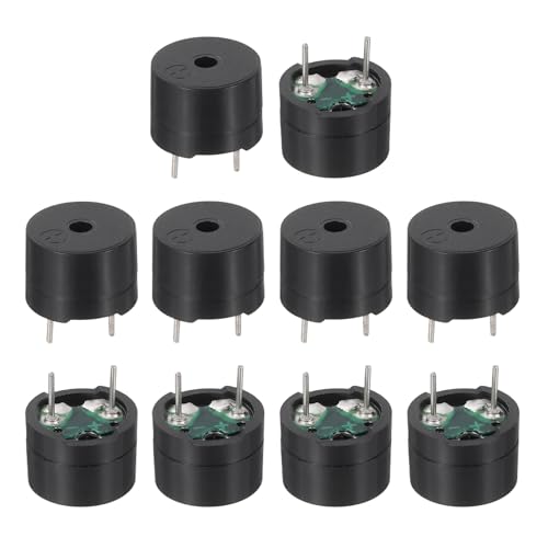 sourcing map 10 Pcs Passive Buzzer DC 1.5-5V 12x8.5mm Electric Tone Buzzer Alarm Piezo Beep Sounder Continuous Sound Beep for Physics Circuits Alarm Safety Development Boards House Shop