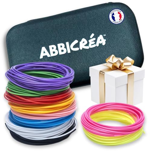 Complete Kit with Hard Bag, 10 x 5 m PCL Filaments, Finger Protectors and Instructions in French | Safe, Non-Toxic, Children's Gift for Arts and Crafts | Surprise Gift Present Inside