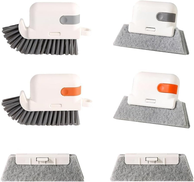 6 Pieces Multifunctional Ergonomic Bathroom Cleaning Brush Replaceable Heads Sponge Cleaner Corner Joints Tiles Shower