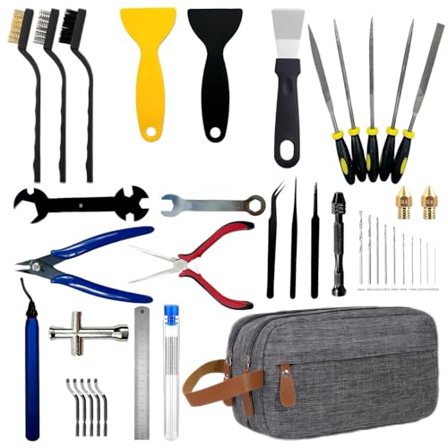 50 PCS 3D Printer Tools Kit,3D Printing Accessory Kit with Storage Bag,3D Printer Accessory Complete Multi-Tool Set-Removing Tools,Cleaning Tools,Preprocessing Tools,Finishing Tools L