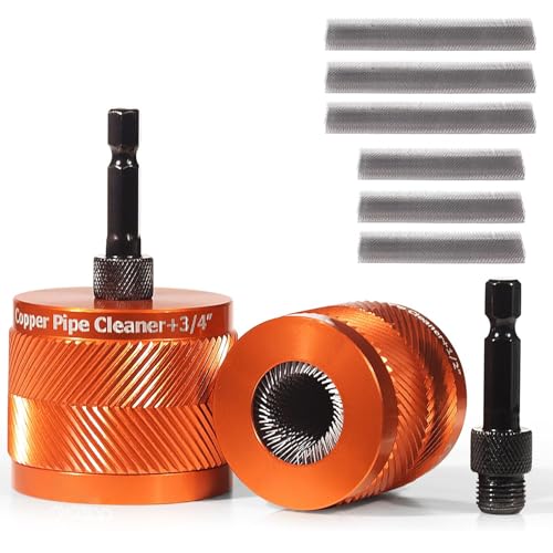2 PCS Copper Pipe Cleaner Metal Pipe Cleaning Brush Set, 15mm & 22mm – Durable Efficient Versatile Rust & Paint Stain Removal Tool for Drill, Plumbing & DIY Projects