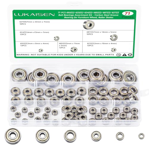 71PCS 6 Sizes Deep Groove Ball Bearings Assortment 71PCS SAE
