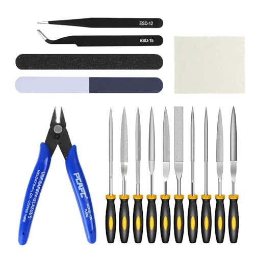 Hanboost 16Pcs 3D Printer Accessories for Cleaning and Finishing, High-Carbon Steel Needle Files, Polishing Bars & Tweezers Set for 3D Printing Enthusiasts, Model Builders and DIY Makers
