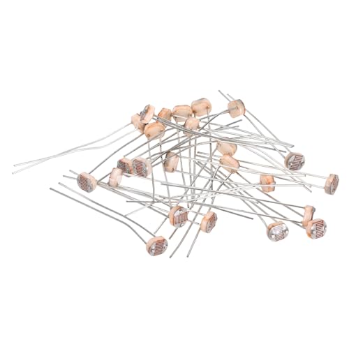 sourcing map 24 Pieces Photoresistor Kit 5mm Light Dependent Resistor (LDR) Light Sensitive Resistor Passive Components for DIY Industrial Experiments, GL5528 10~20KΩ