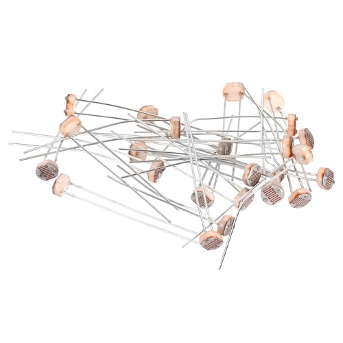 sourcing map 24 Pieces Photoresistor Kit 5mm Light Dependent Resistor (LDR) Light Sensitive Resistor Passive Components for DIY Industrial Experiments, GL5516 5~10KΩ
