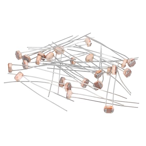 sourcing map 24 Pieces Photoresistor Kit 5mm Light Dependent Resistor (LDR) Light Sensitive Resistor Passive Components for DIY Industrial Experiments, GL5549 100~200KΩ