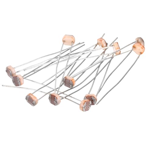 sourcing map 12 Pieces Photoresistor Kit 5mm Light Dependent Resistor (LDR) Light Sensitive Resistor Passive Components for DIY Industrial Experiments, GL5539 50~100KΩ
