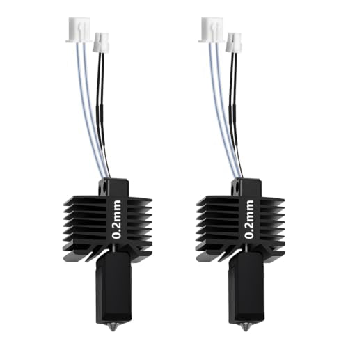 2PCS 0.2mm X1 X1C Hotend, Upgraded All-Metal Hardened Steel Nozzle Hotend Pre-assembled with 24V 48W Ceramic Heater & High-Temp Sensor Thermistor Replacement Hot end for Bambu Lab X1/X1C 3D Printers 2