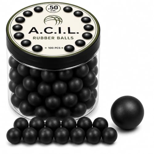 A.C.I.L. Rubber Balls .50 Cal (12.5 mm) - 100 Pieces - Approx. 1.44 g Each - High Precision Solid Rubber Balls - Durable Rounds for Training & Practice