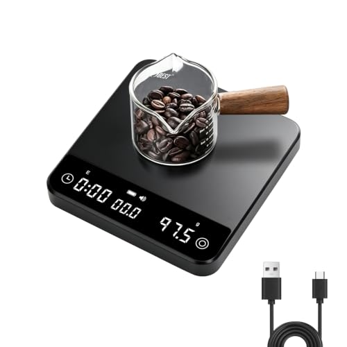 Mini Coffee Scale with Timer,Rechargeable Espresso Scale,2kg/0.1g Accurate Scale for Pour Over & Espresso Coffee,Portable Digital Kitchen Scale with Automatic Timing