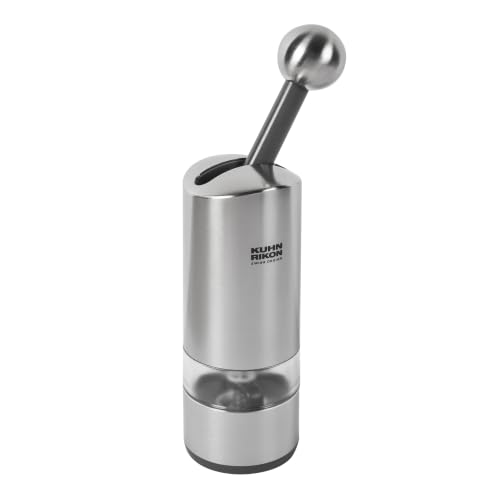 Kuhn Rikon Ratchet Spice Mill Grinder for Salt & Pepper, Stainless Steel Silver