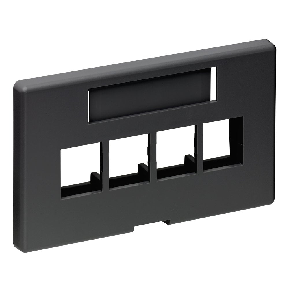 Leviton 49910-HE4 4-Port QuickPort Modular Furniture Faceplate (Herman Miller), Black