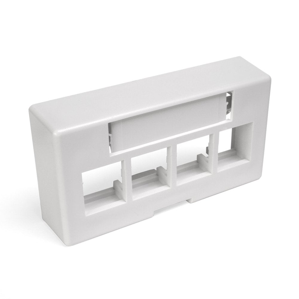 Leviton 49910-EW4 4-Port QuickPort Extended Depth Modular Furniture Faceplate, White Ivory