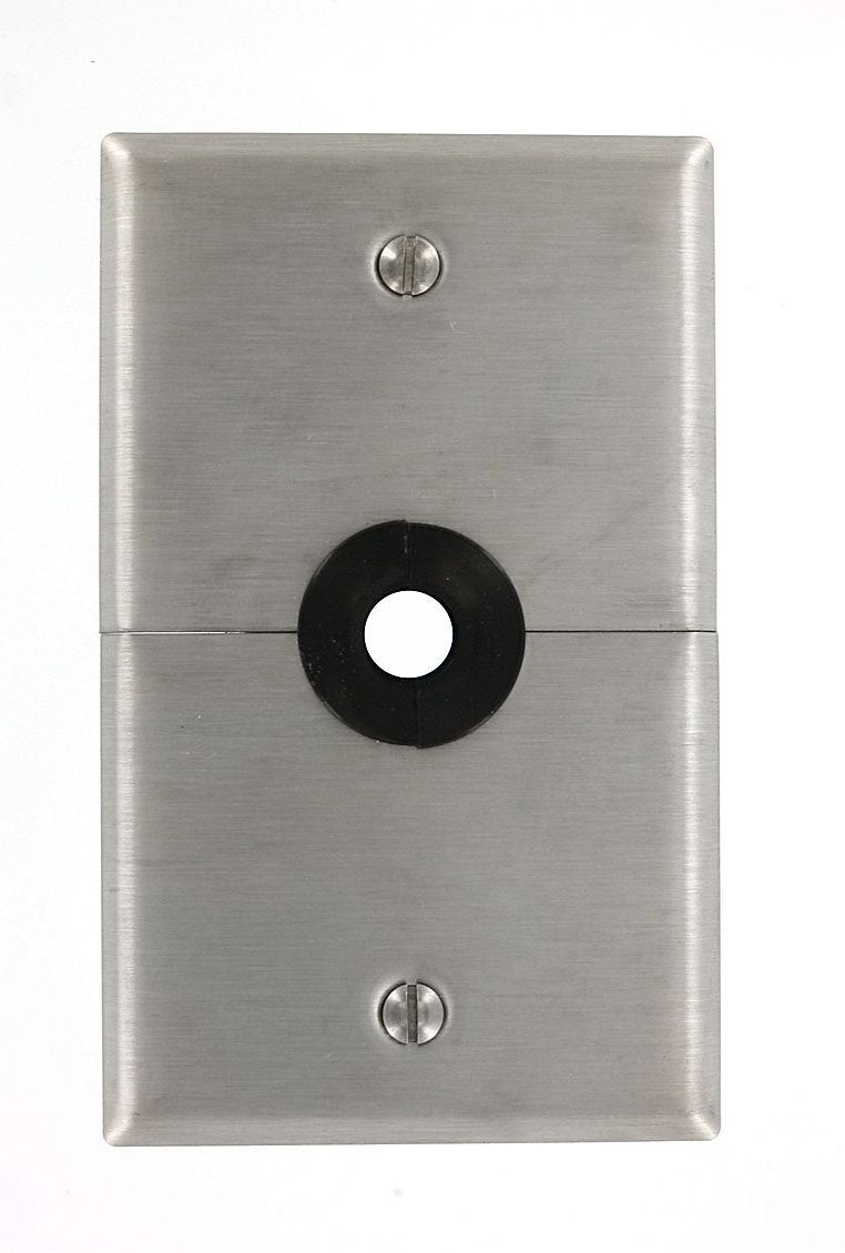 Leviton S751-N 1-Gang .625-Inch Hole Device Telephone/Cable Wallplate, Box Mount, Horizontal Split Plate, Stainless Steel