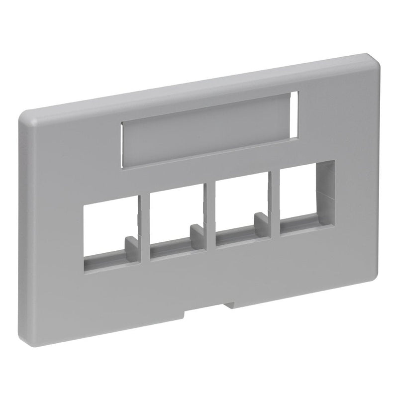 Leviton 49910-HG4 4-Port QuickPort Modular Furniture Faceplate (Herman Miller), Grey, White