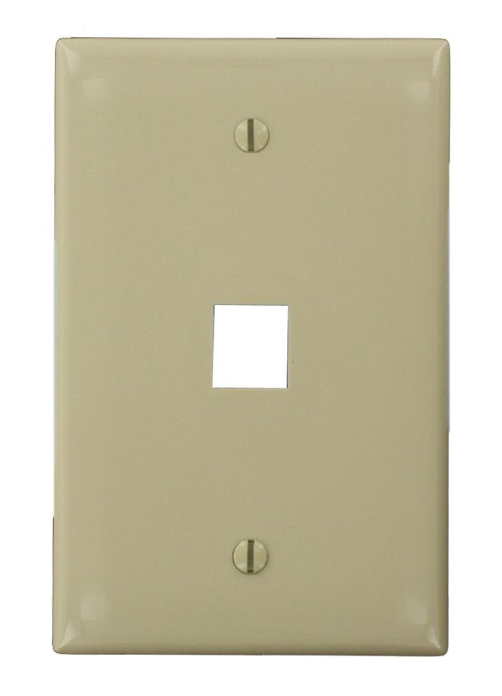 Leviton 41091-1I5 QuickPort Midsize Wallplate, Single Gang, 1-Port, Ivory, 5-Pack